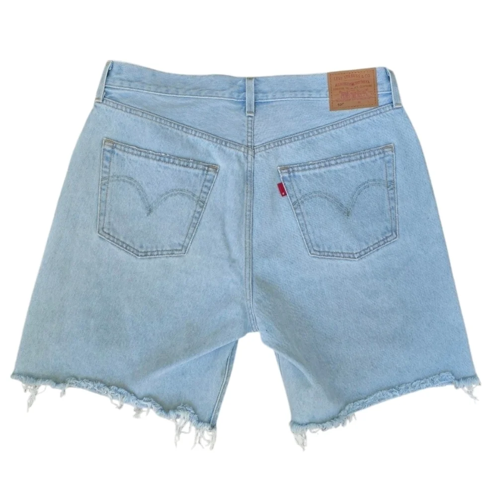 Levi's High Rise Distressed Denim Shorts Light Wash Cutoff Button Fly
